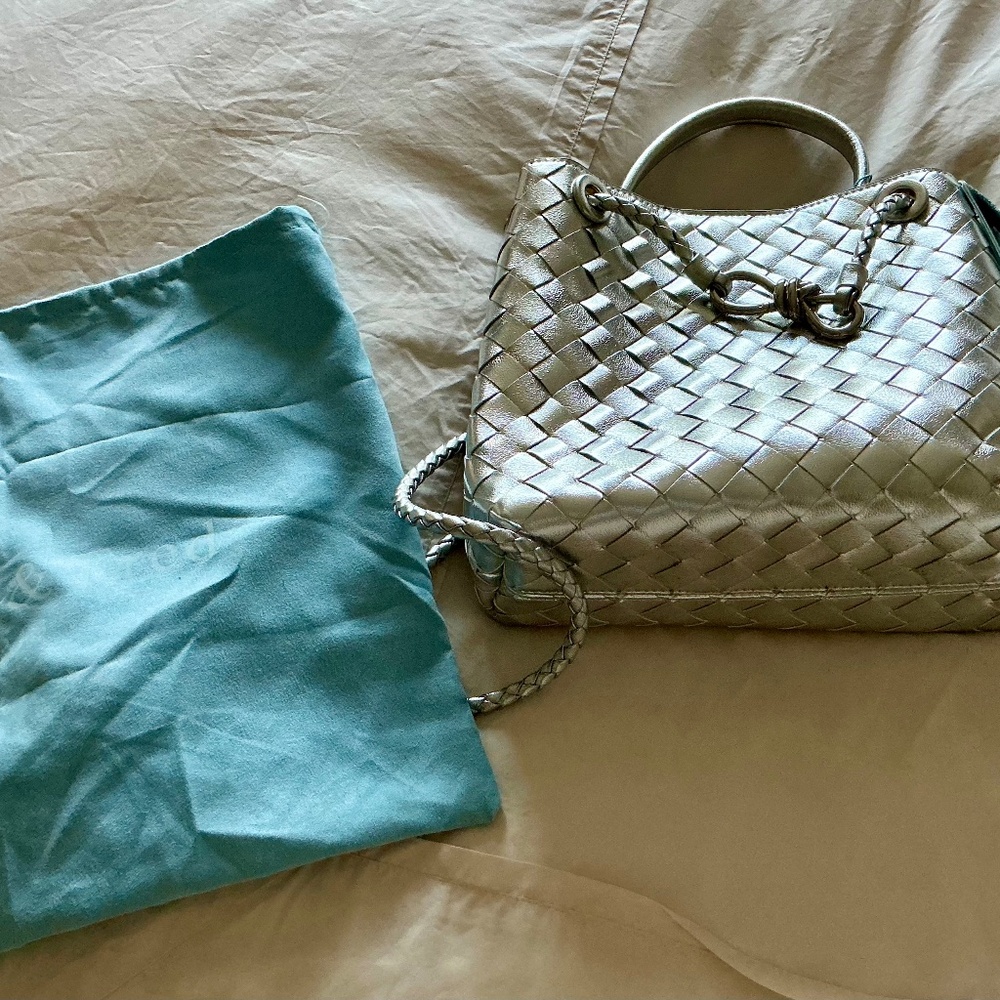 Tiffany & Fred Woven Leather Top Handle Shoulder Bag - Picture 6 of 6